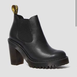 Black Chelsea Lathered Heeled Boots, Doc Martens